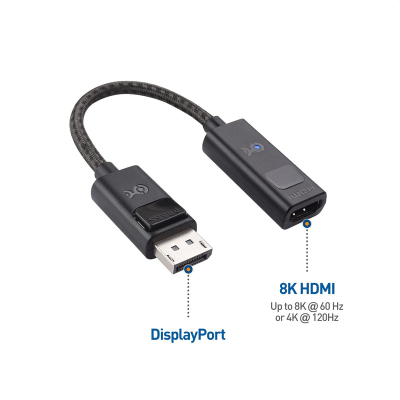 Cable Matters DisplayPort to HDMI 2.1 Adapter - 4K 120Hz or 8K 60Hz, 48Gbps Ultra HD HDMI Cable 6.6 ft / 2m