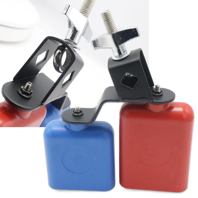 Plastic Jam Block, High and Low Tones Bicolor Cowbell, Latin Percussion Instrument Kit, Dual Mounted Bell for Drum Set, Medium Size, Red-Blue