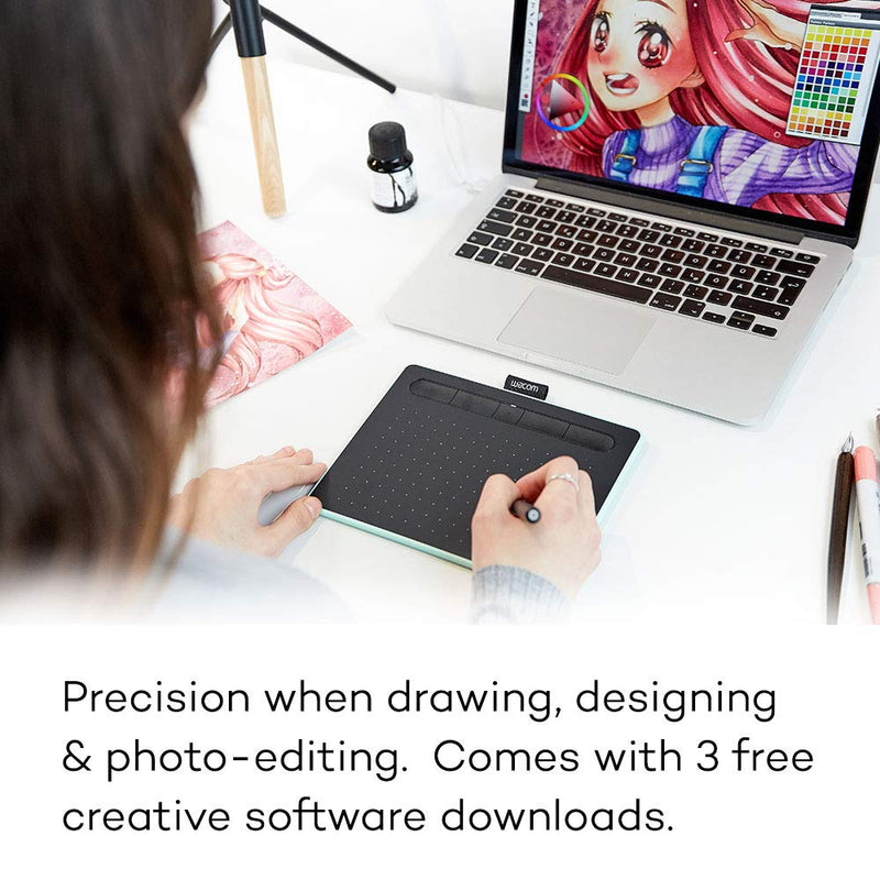 Wacom Intuos Graphics Drawing Tablet with 3 Bonus Software Included, 7.9"x 6.3", Black (CTL4100) & ACK20001 Standard Nibs