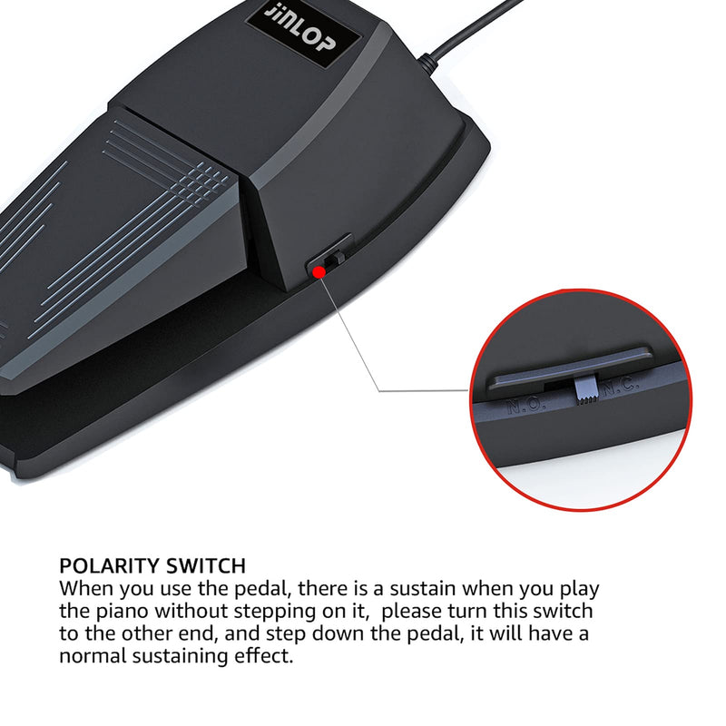Sustain Pedal，Keyboard Piano Pedal with Polarity Switch for Electronic Keyboards，Digital Pianos， MIDI Keyboards and More