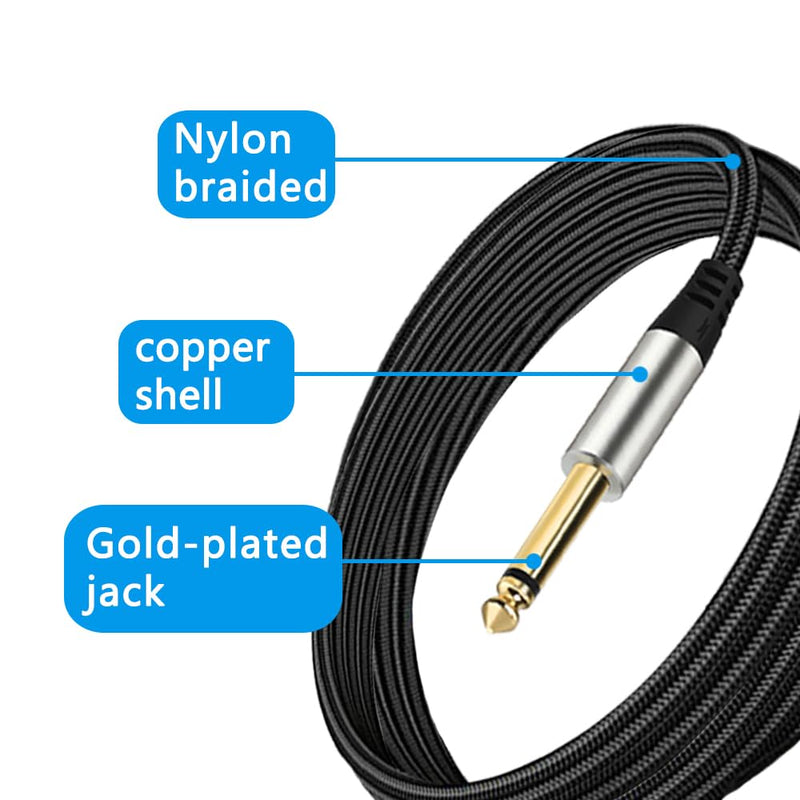 Pack of 2 Guitar Cables 1/4 Inch Instrument Cable with 6.33mm Straight TS Jack (16 Feet-2 Pack) 16 Feet-2 Pack