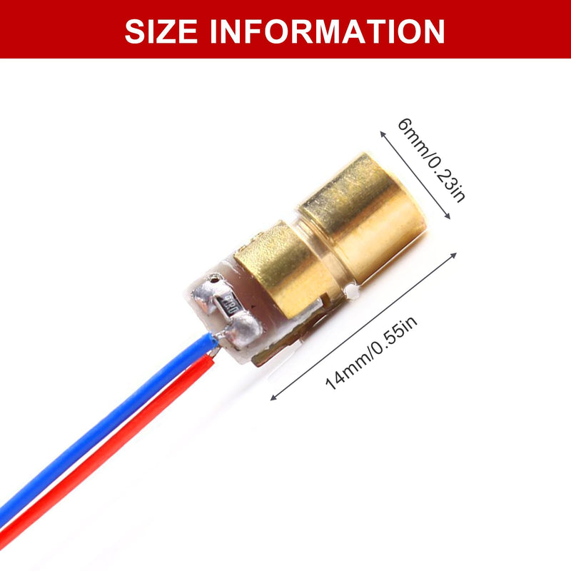 Laser Head Diode, Red Laser Modulem, Laser Dot Diodes, 10 Pieces Red Laser Diode 3 V, Connections Head Outer Diameter 3 V 650 nm 5 mW 6 mm, for Level Meter Floor Instrument