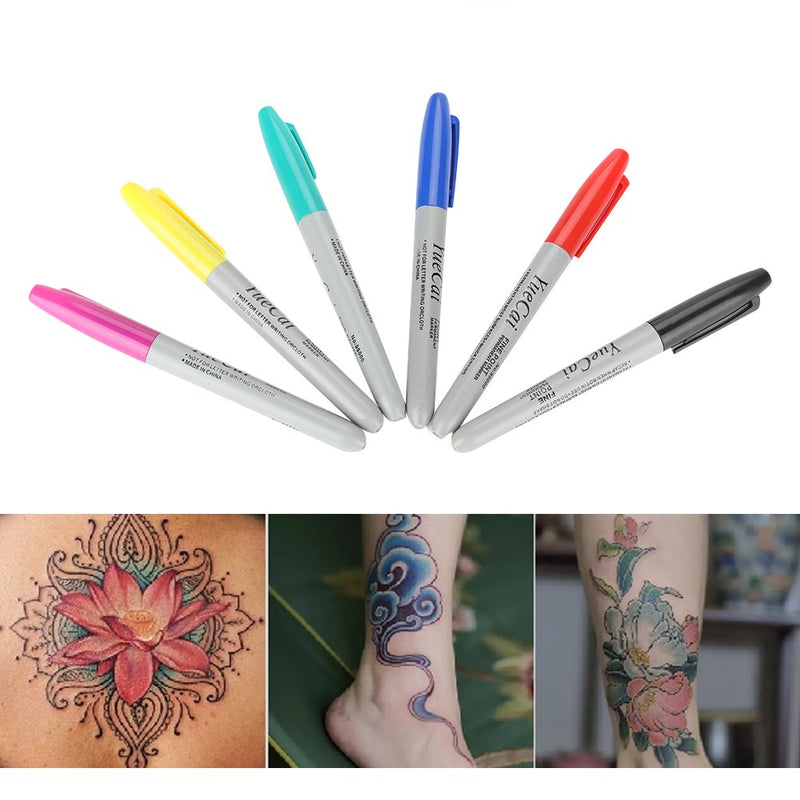 6 Piece Set Piercing Skin Marker Pen Permanent Makeup Body Art Beauty Tool Skin Pens 6 Piece Set Skin Pen Sk The Can Tattoo Ink