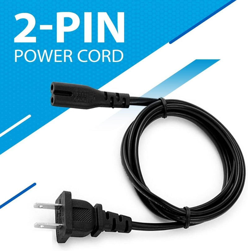 AC 2 Prong Power Cord 3FT C7 Figure 8 Replacement Power Cable for Samsung TV, LG, TCL, Roku, PS5, PS4, Xbox Game Console, Monitor and More