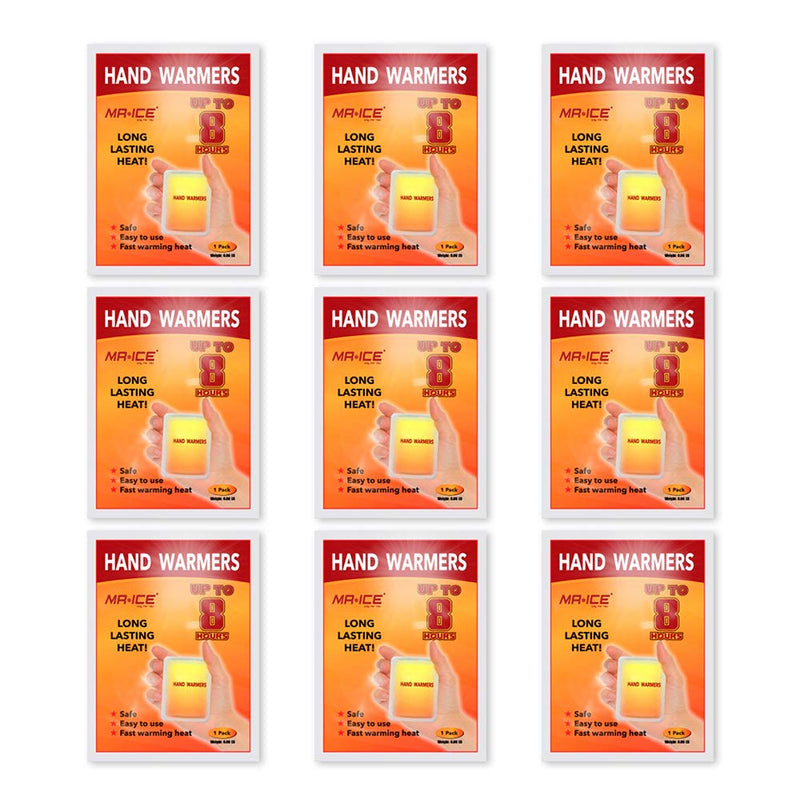 MR.ICE 9/20/40 Packs Hand Warmers - Disposable Warm Pad - Long Lasting Safe Natural Odorless Air Activated Warmers - Up to 10 Hours of Heat Warmers - Hot Warmers for Women, Men and Kids Hand Warmers 9 Packs