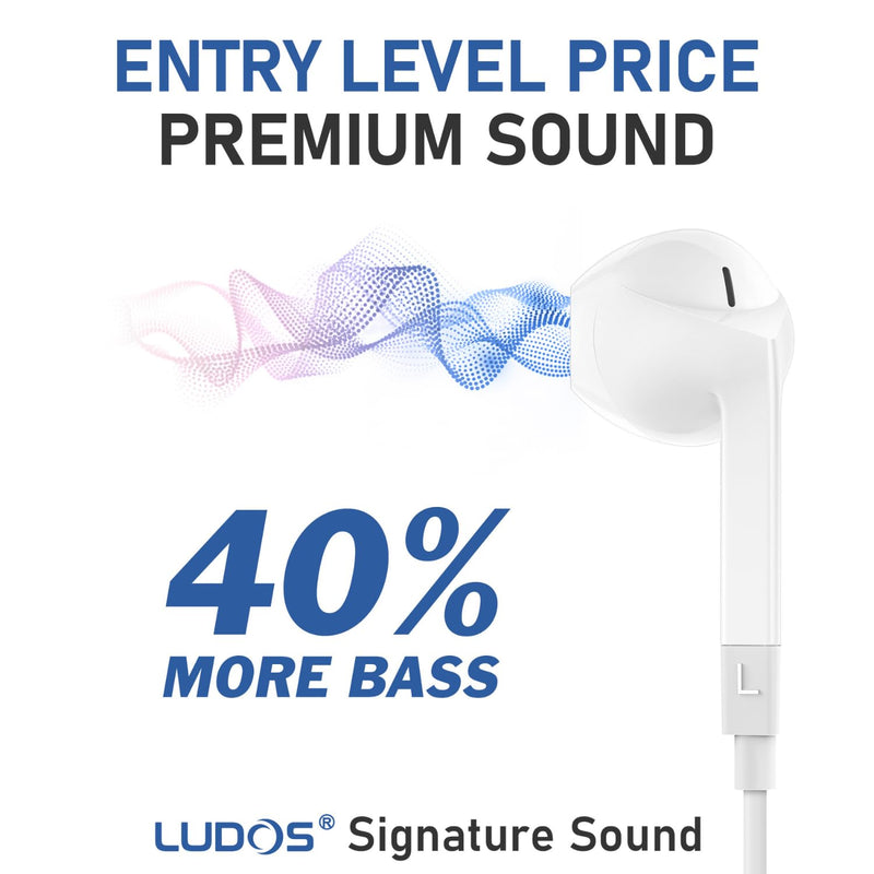 LUDOS FEROX 5 Pack Wired Earbuds in-Ear Headphones, 5 Year Warranty, Earphones with Microphone, Noise Isolation for 3.5mm Jack Ear Buds for iPhone, Samsung, Computer, Laptop, Kids, School Students
