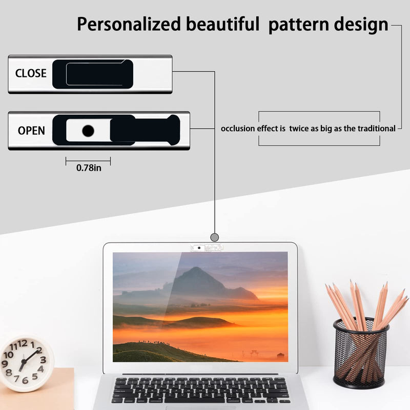 Webcam Cover, 3 Pieces, Laptop Camera Cover, Privacy Shielding Capacity is Twice as Big as The Traditional, Suitable for Computer Mobile Phones, laptops, Tablets and so on (Black) black