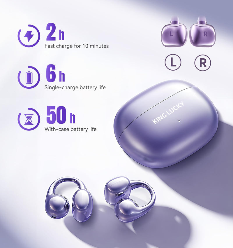 King Lucky Clip on EarbudsKing Lucky Clip-on Earbuds Jewelry Wireless Bluetooth 5.4 with Detachable Flower Earrings