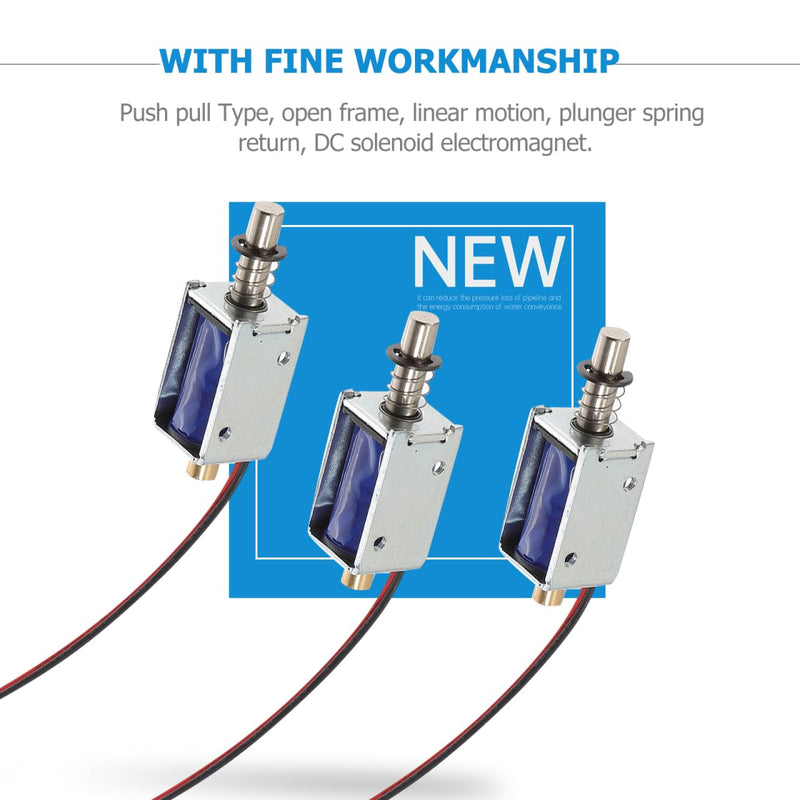 BUGUUYO Solenoid Mini 3pcs Push Pull Electromagnet Metal Frame Mini Frame Electromagnet 12V Open Frame Micro Linear Drive Dongguan Metal Magnet