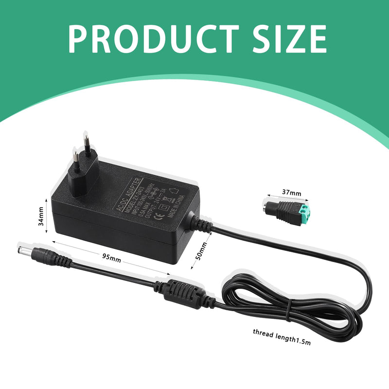 [AUSTRALIA] - Power Supply Adapter 24V 3A 72W Universal Transformer 100-240AC 50/60hz Power Supply AC to DC Converter Transformer for 24V Strip Driver 