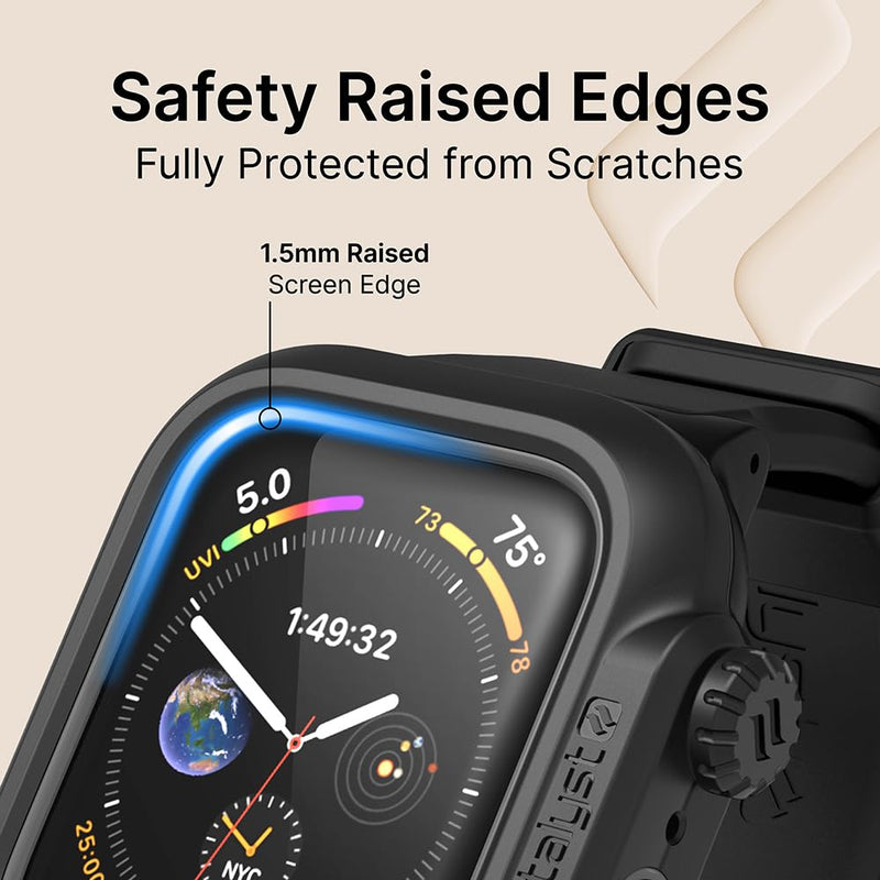 Catalyst 330ft Waterproof Case for Apple Watch Series SE 6/5/4 44mm, Soft Silicone Watch Band, Shock Proof Rugged Protective Case, Microfiber Cloth included – (Black)