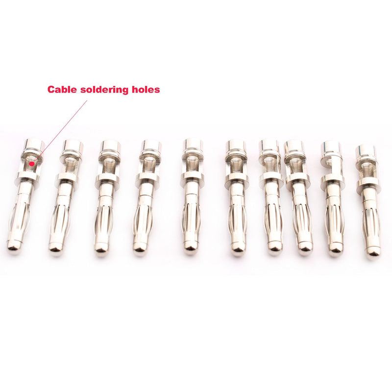 RUNCCI-YUN 10Pcs 4mm Banana plug Solder DIY Banana Plug Male Connectors Adapters for Multimeter Test Leads Probes(Black/Red)