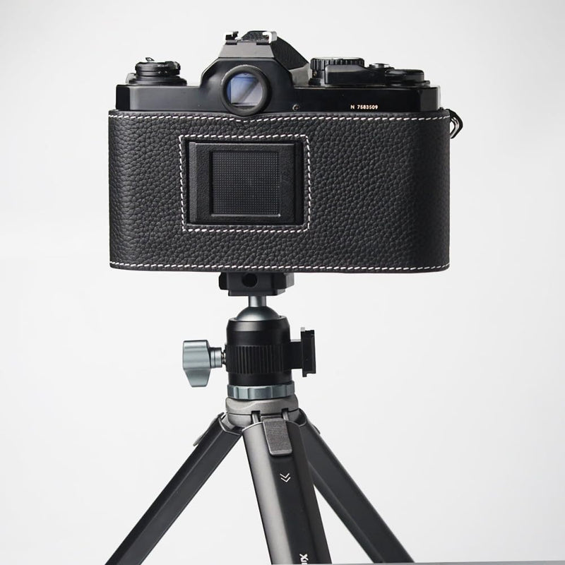 FM2 half case,Handmade Genuine Real Leather Half Camera Case Bag for Nikon FM2 FM2n FE2 (Black) Black