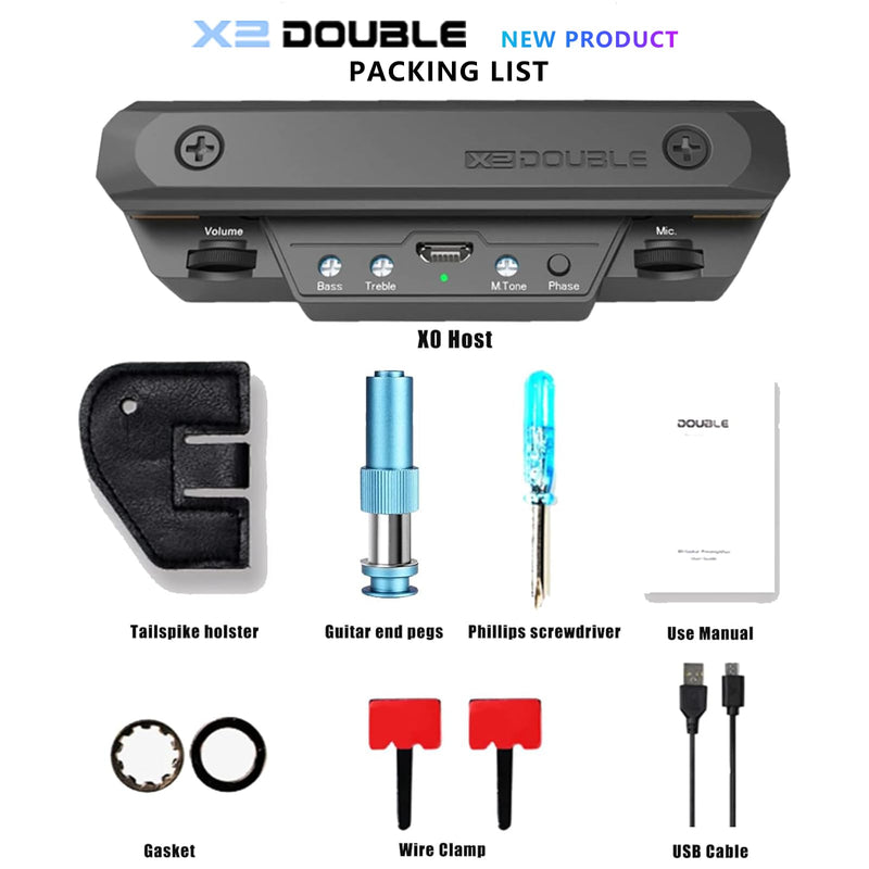 Acoustic Guitar-Pickup Authentic-Clear High-fidelity Stable Long - Lasting,X2 Double X0 pickup,BLACK