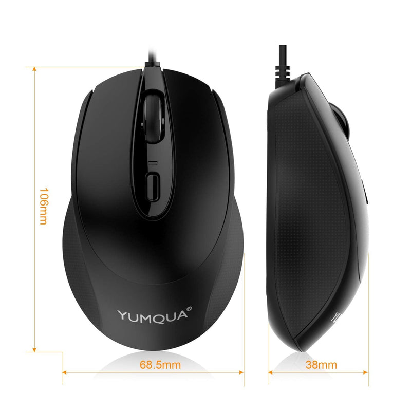 YUMQUA G222 Computer Mouse Wired 4 Pack, Bulk USB Corded Mouse, Office & Home Silent Optical Mice with 2 Adjustable DPI for Computer Laptop Desktop PC