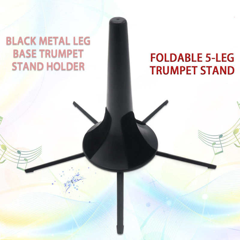 Foldable 5-Leg Trumpet Stand, Black Metal Leg Base Trumpet Stand Holder with Protective Felts, Portable Trumpet Holder, Trumpet Instrument Stand Accessories