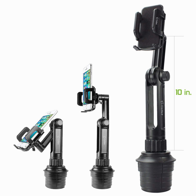 Cellet Car Phone Holder Mount, Car Cup Phone Holder Mount, Compatible with Apple iPhones, Samsung Galaxy Smartphones, Motorola Moto Google Pixel (Fits for Tesla Model 3 Y S X) Extra Long Neck Height - 13 in
