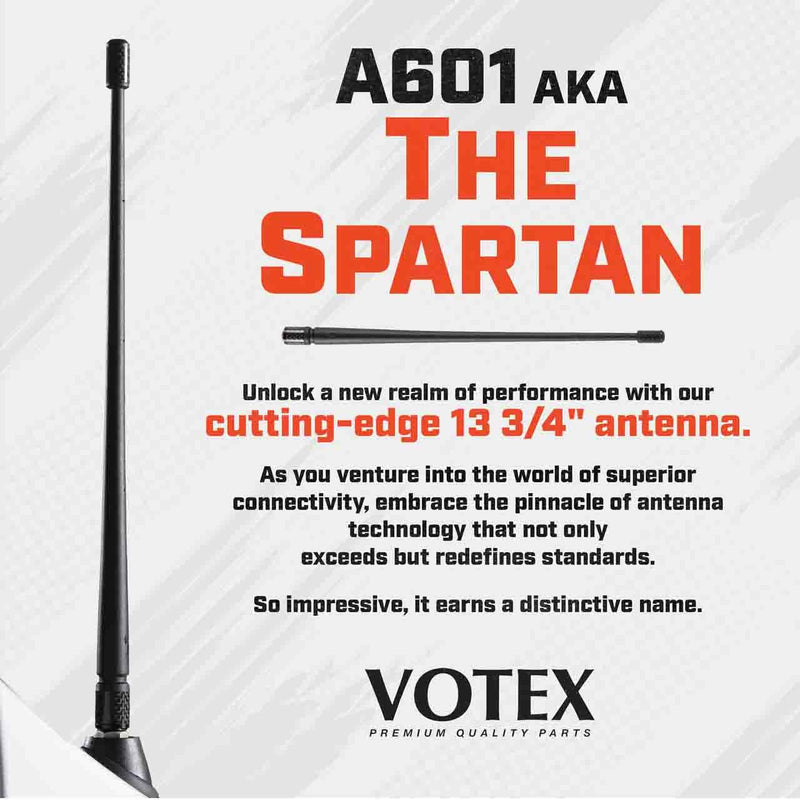 Votex - The Spartan - 13 3/4 Inch Rubber Antenna fits Harley Davidson Motorcycles Accessories - Black Carbon Fiber Trim - Tuned Internal Copper Coil - Part Number A601-HAR-15 HAR-15