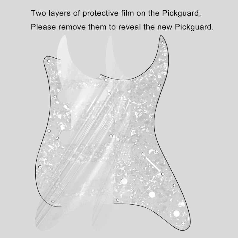 [AUSTRALIA] - SAPHUE SSS 11 Holes Strat Electric Guitar Pickguard and BackPlate Set for Fender US/Mexico Made Standard Stratocaster Modern Style Guitar Parts (SSS,3Ply White Pearl) 3Ply White Pearl 