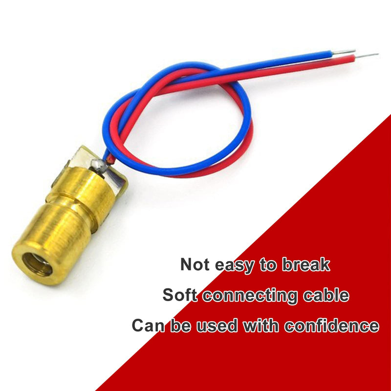 Laser Head Diode, Red Laser Modulem, Laser Dot Diodes, 10 Pieces Red Laser Diode 3 V, Connections Head Outer Diameter 3 V 650 nm 5 mW 6 mm, for Level Meter Floor Instrument