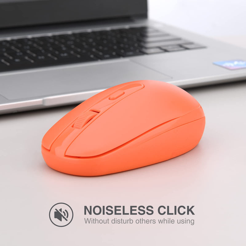Wireless Mouse ,Rii RM700 2.4G Silent Mouse with 3200 DPI ,Computer Mouse with USB Nano Receiver for Laptop,PC,Mac,Chromebook,Windows and School Work(Orange) Orange