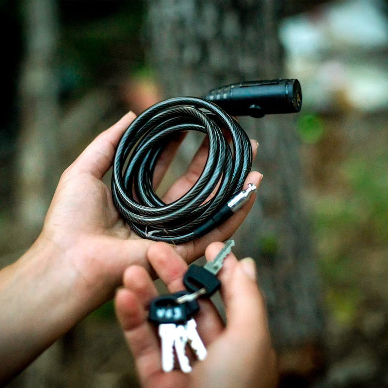 [AUSTRALIA] - Vosker 2 Keys Cable Lock for security cameras | 6 Feet Long Flexible Braided Steel | Universal locking cable and Flexible lock cable (Protection Box Support) 