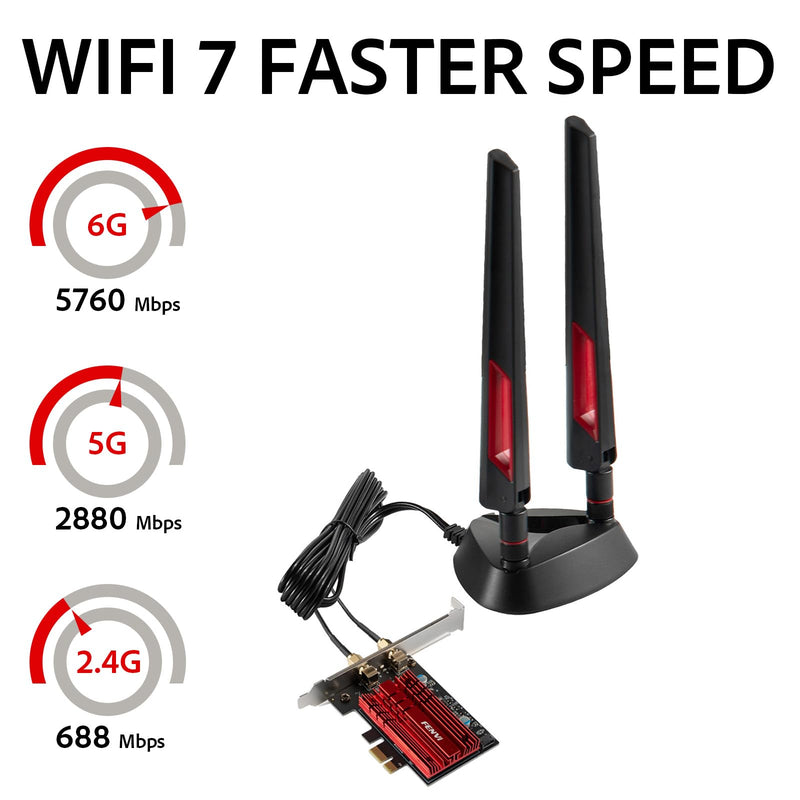 WiFi 7 Antenna Magnetic Base 9dBi Antenna with RP-SMA Male Connector for WiFi 7 Router PC Desktop Computer PCI-E Card Asus Gigabyte Gaming Motherboard, Eifagur Wifi 7 Antenna