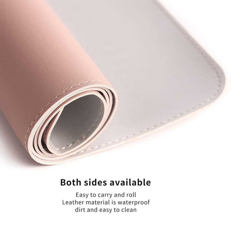 GUBEE PU Leather Multifunctional Office Desk Pad Mat,Waterproof Non-Slip Anti-Dirty Mouse Pad Mat for Office and Home,Travel,Large Size 31.5x15.75x0.08inch (Pink) Pink