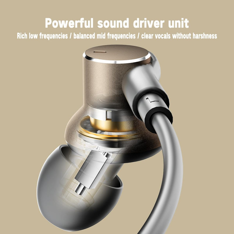 Dynamic Balanced Deep Bass Wired Headphones-Call Noise cancelling Earbuds | Dual-Driver Bass Boost ear bud Wired, In-Ear Noise Isolation-Clear Call and High-Resolution Audio,Noise Cancellation USB C+3.5mm