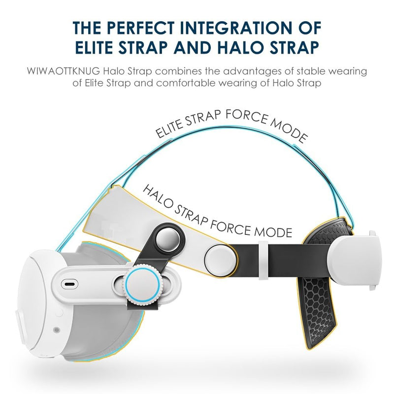 2-in-1 Halo Elite Head Strap Compatible with Meta Quest 3 Experience VR/MR Adjustable Knob Oculus Quest3 Accessories