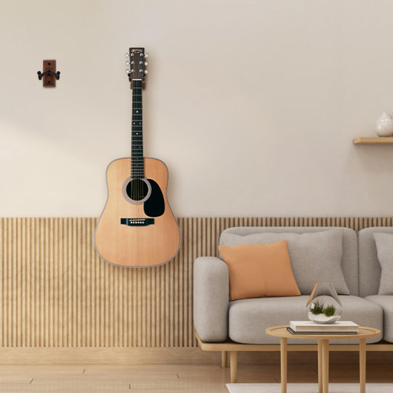 SNIGJAT Guitar Hanger 4 Pack, Hardwood Guitar Wall Mount, Rotatable Guitar Wall Hanger with Screws, V-Shaped Wall Hook Holder Stand for Acoustic Electric Guitar, Bass, Banjo, Mandolin Brown