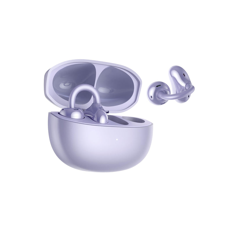 HONOR Choice Earbuds Clip, 36 Hours Bluetooth Headphones, Noise Cancelling Open-Ear Headphones, Bluetooth 5.3 Headset with Microphone, IP54 Wireless Earphones, Purple