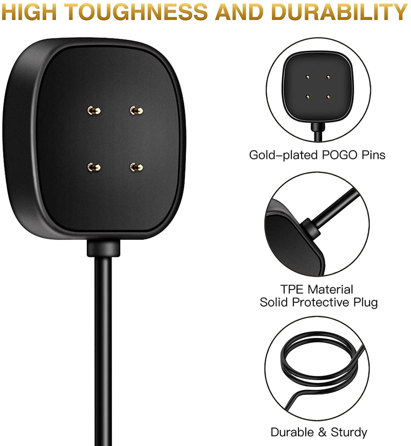 [2-Pack] Charger Cable Compatible with Smart Watch Fitbit Sense/ Versa 3, Replacement USB Charging Cradle Dock Stand Cable (3.3 ft/1.0ft) 3.3 ft/1.0 ft