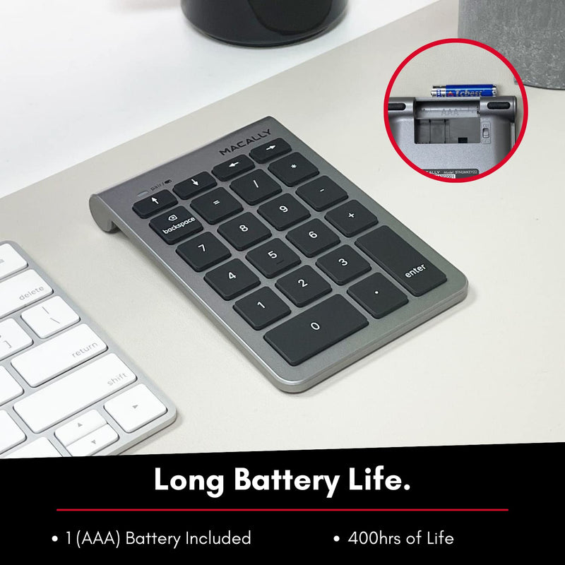 Macally Bluetooth Number Pad for Laptop - Wireless Numeric Keypad - 35-Key Numeric Keypad for Data Entry, Numpad Compatible with MacBook, iPad, iPhone, iOS, Laptop, Windows, Android