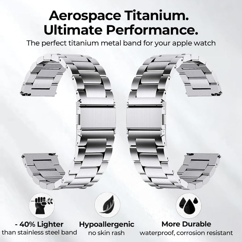 Universal Titanium Quick Release Watch Band with 16mm 18mm 20mm 22mm Lug Width, Adjustable Titanium Metal Strap for Samsung Galaxy Watch 7/6/5/4/3, Garmin Venu 4 41mm/ Venu 2S for Men Women