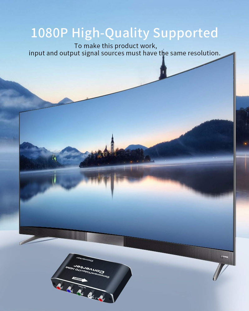 Component to HDMI, YPbPr to HDMI Converter, Koopman 5RCA RGB to HDMI Converter Adapter, Supports 1080P Video Audio Converter Adapter HDMI V1.4 for DVD PSP Xbox PS2 N64 to HDTV Monitor and Projector