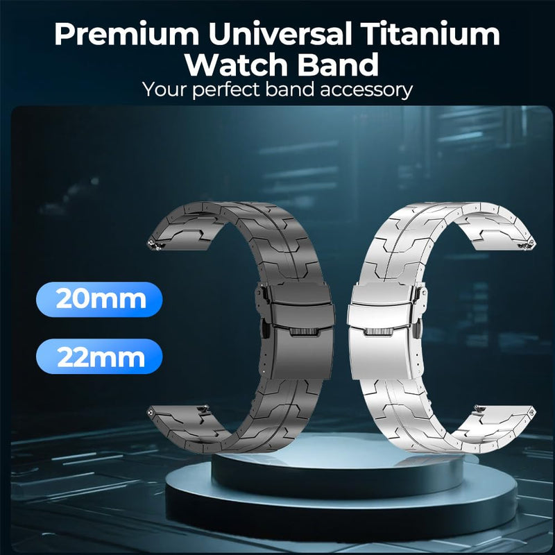 Universal Titanium Quick Release Watch Band with 20mm 22mm Lug Width, Adjustable Titanium Metal Strap for Samsung Galaxy Watch 7/6/5/4/3, Garmin Venu 4 45mm/ Venu 2S for Men Women