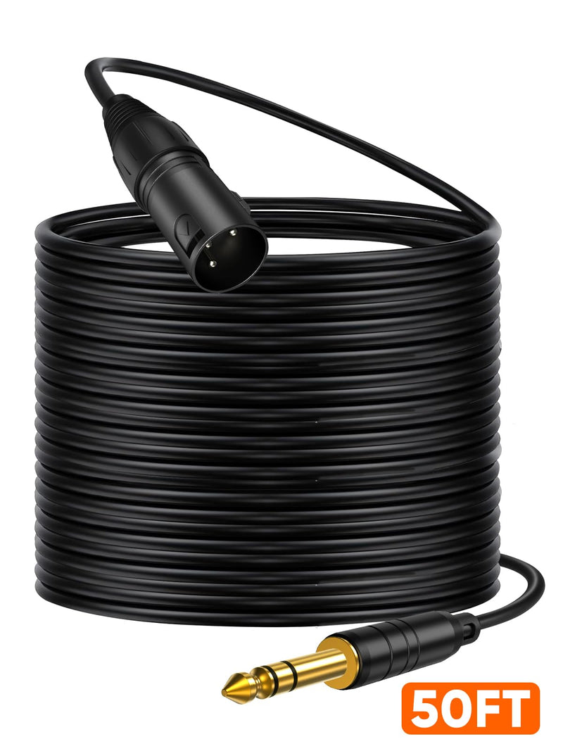 CableCreation 1/4" to XLR 50ft, 6.35mm TRS to XLR Microphone Cord,Balanced Quarter inch TRS Plug to 3-pin XL R, 1/4 Inch X LR Mic Patch Cable 50FT-1pcs XLR Male