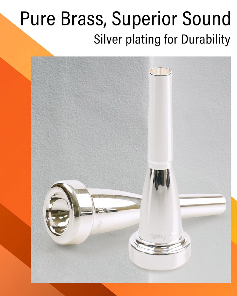 Libretto 3C Bullet Shape Trumpet Mouthpiece, Silver Plated, Compatible with C and B♭ Trumpets, Designed for Advanced Players
