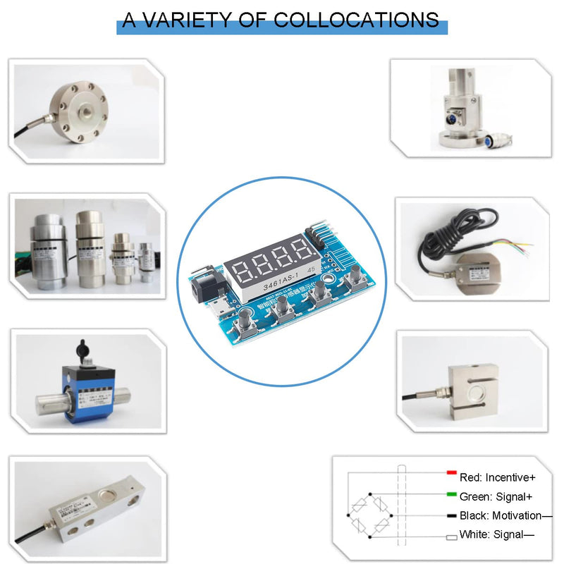 Youmile HX711 Digital Load Cell Module A/D Module Weight Pressure Sensor Display 24 Bit Weighing Device Electronic Scale Display Meter with Micro USB Cable Stand not included
