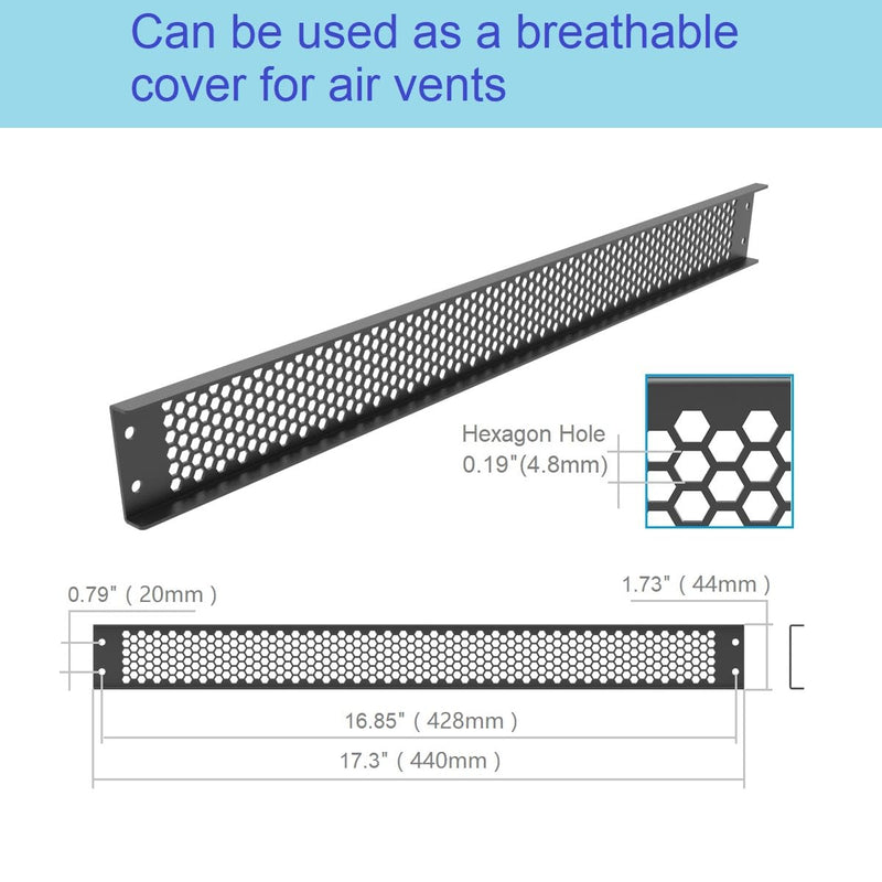 Jingchengmei 1U Perforated Rack Mount Blank Panel - Steel 1U Spacer Panel for 19-Inch Network Cabinet or Server Rack Black