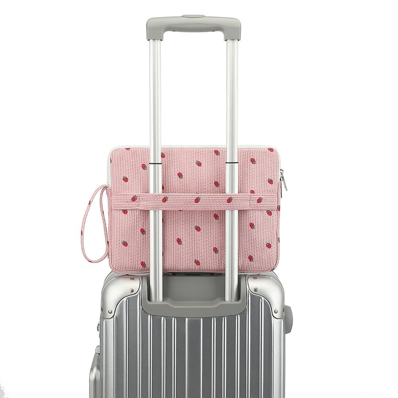 13-inch Laptop Inner Bag, with 3 Pockets, Equipped with a Hanging Strap and Luggage Strap, Suitable for 13.3-inch MacBook Air, HP, Dell and Lenovo laptops. (Strawberry) Strawberry 12.5 inch-13.5 inch