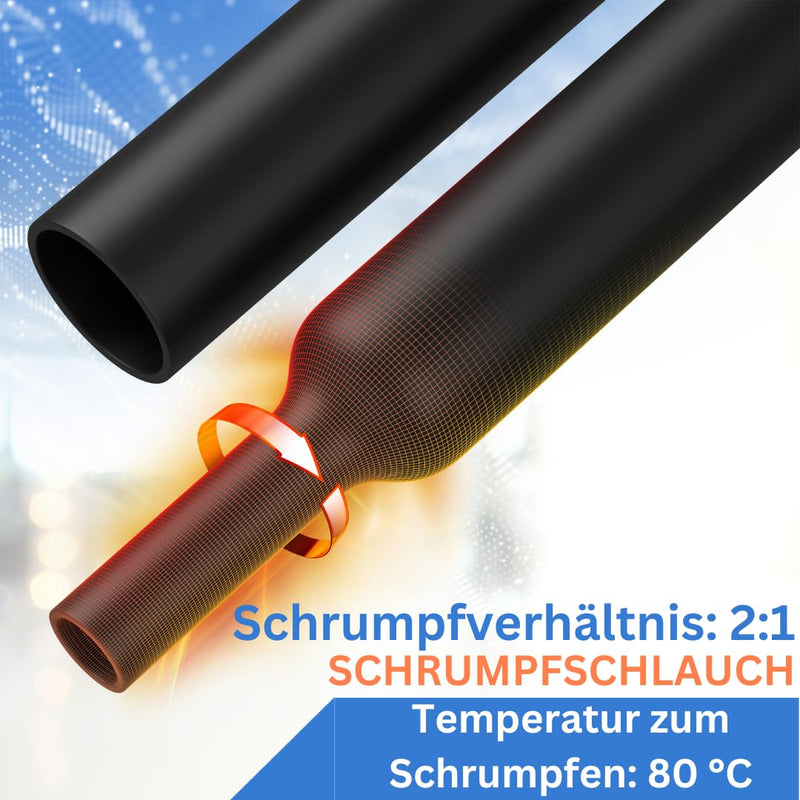 High Quality 2:1 Ratio Mini Heat Shrink Tubing Roll, Inner Diameter Range, Lengths and Colours, High Quality Cable Wrap by Gocableties Black 4,8 mm
