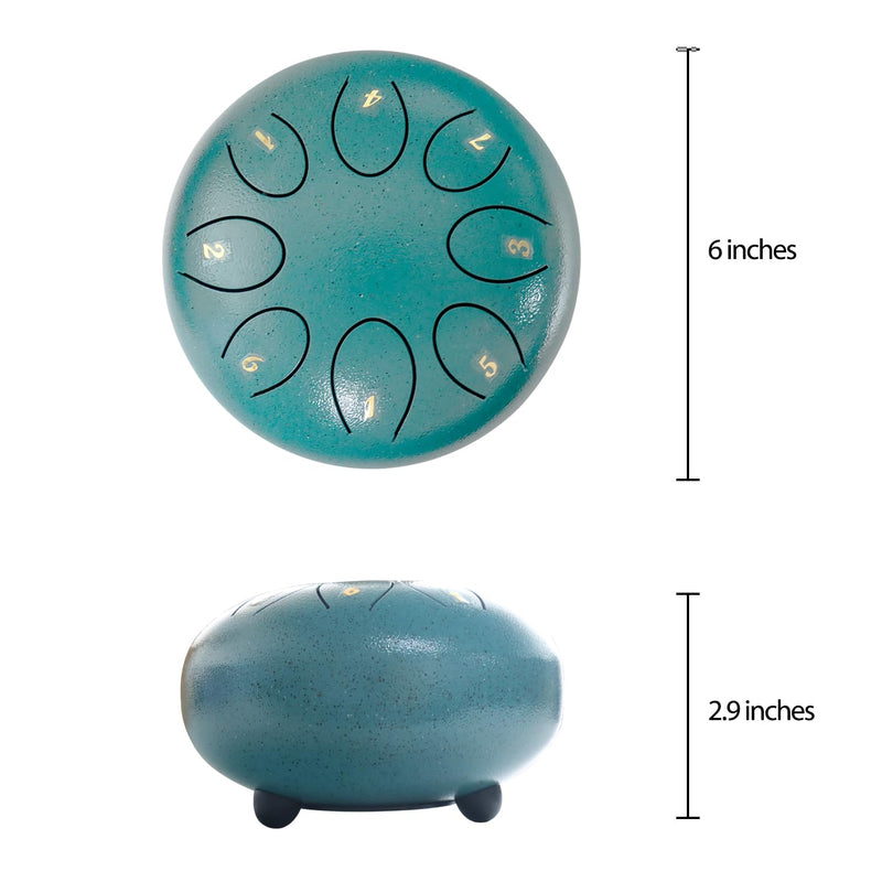 REGIS Steel Tongue Drum 6 inch 8 Notes Musical Percussion Instrument, rain Drum for Outside - Musician Gift for Family and Friends(malachite) malachite