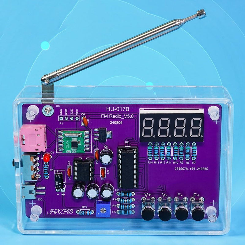 FM Radio Kit Soldering Practice Kits DIY Electronics Soldering Kit Radio Module Receiver Kit 87-108MHz (with Case) With Case