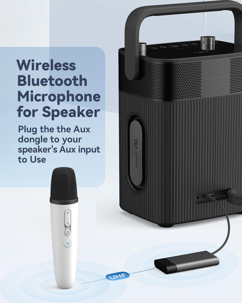 Wireless Karaoke Microphones with 8 Joy Tune Effects, Handheld Rechargeable Single Mic with 3.5mm AUX Receiver, Car Karaoke Micphone with Portable Storage Bag for Cars, Speaker, Phones (Not for Tesla)