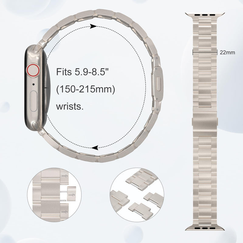 Metal Band for Apple Watch, Stainless Steel Magnetic Strap Compatible with iWatch Ultra/Ultra2/Series 10-4/SE, 49-40mm