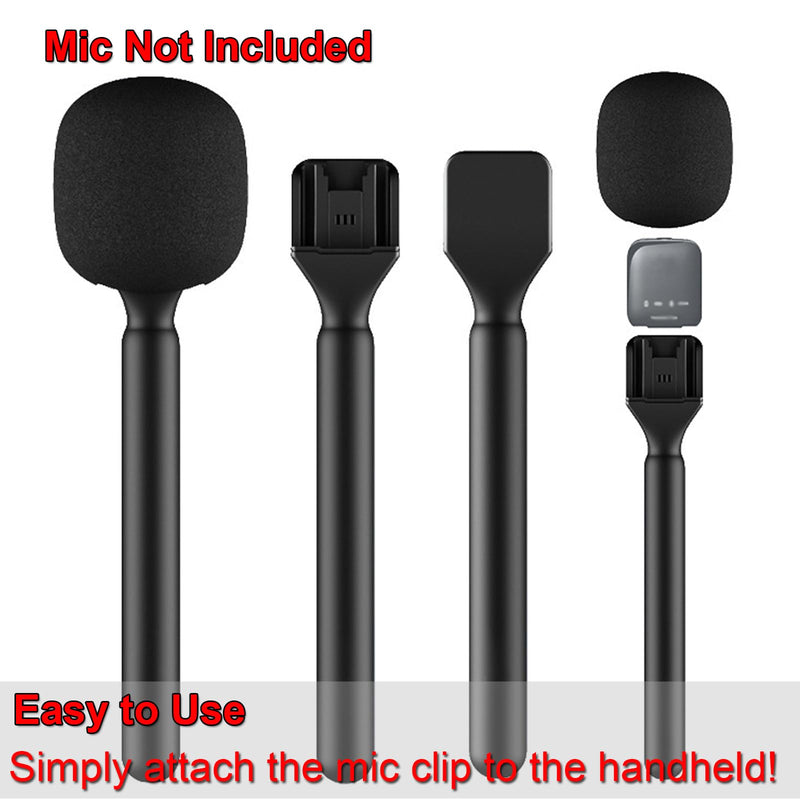 [AUSTRALIA] - Mic Holder for DJI Mic 1/2, Interview Microphone Handle for Rode Wireless GO I/II/ME/Pro, Wireless Lavalier Microphone Handheld Adapter Mount with Foam Cover for Hollyland Lark M1 Black+Pink 