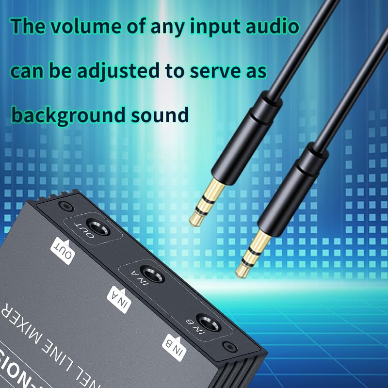 [AUSTRALIA] - Mini Audio Mixer Line Mixer, 2 Way Audio mixer 3.5mm mixer，DC 5V, Stereo Ultra, Low-Noise 2-Channel for Sub-Mixing, for music creation, live broadcast, As Guitars, Bass, Keyboards Mixer 