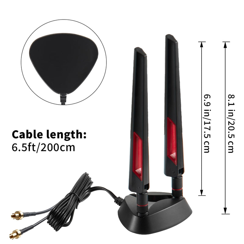 9dBi WiFi 7 Tri-Band Magnetic Base Gaming Antenna with New Connector（NOT RP-SMA for ASUS ROG Strix X870E-E X870-A X870-Plus B650-Plus ASUS Prime TUF Gaming PC Desktop Computer Gaming Motherboard